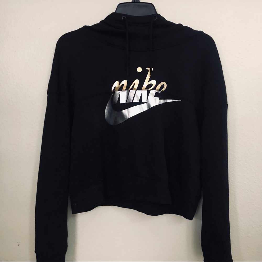 Nike Gold/Silver Cowl Neck Cropped Logo Hoodie